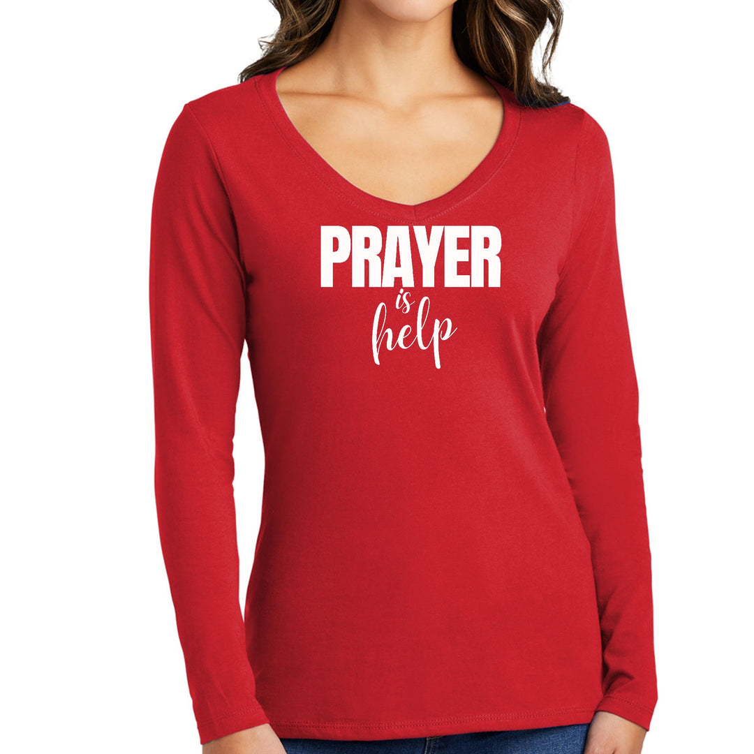 Womens Long Sleeve V-neck Graphic T-shirt - Say it Soul - Prayer - Womens