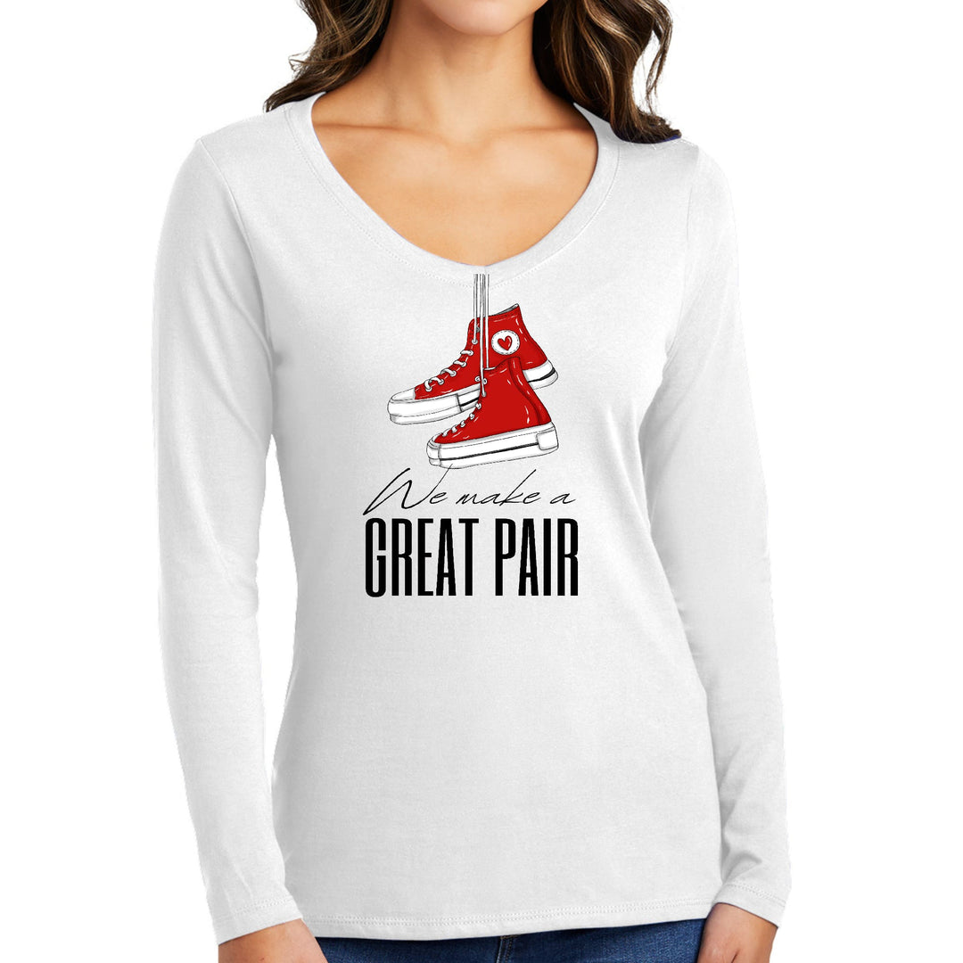 Womens Long Sleeve V-neck Graphic T-shirt - Say it Soul - we Make