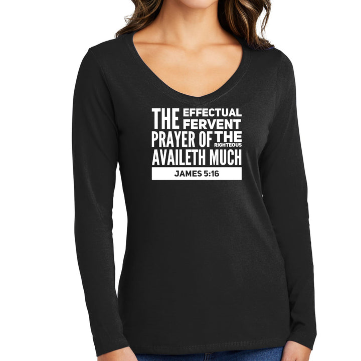 Womens Long Sleeve V-neck Graphic T-shirt - the Effectual Fervent - Womens