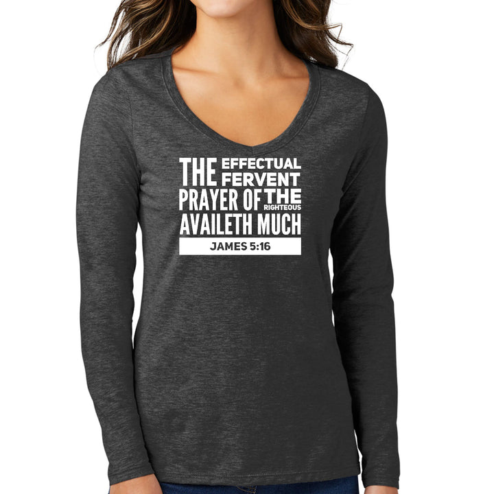 Womens Long Sleeve V-neck Graphic T-shirt - the Effectual Fervent - Womens