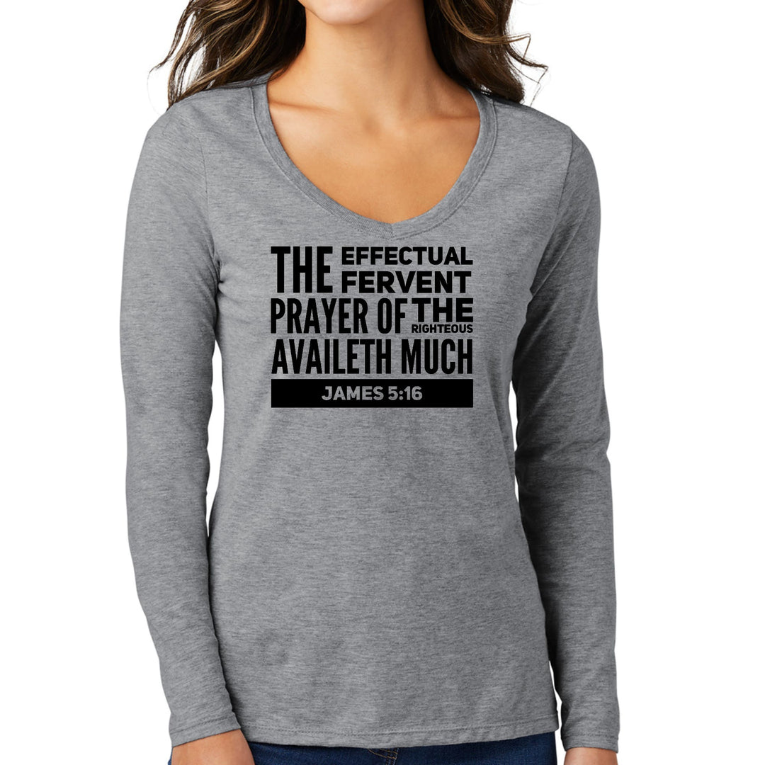 Womens Long Sleeve V-neck Graphic T-shirt - the Effectual Fervent - Womens