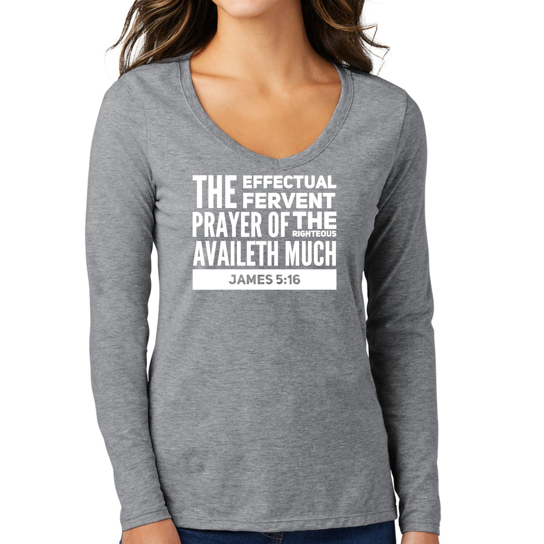 Womens Long Sleeve V-neck Graphic T-shirt The Effectual Fervent - Womens
