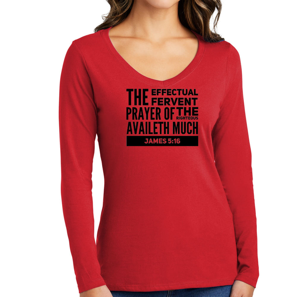 Womens Long Sleeve V-neck Graphic T-shirt The Effectual Fervent - Womens