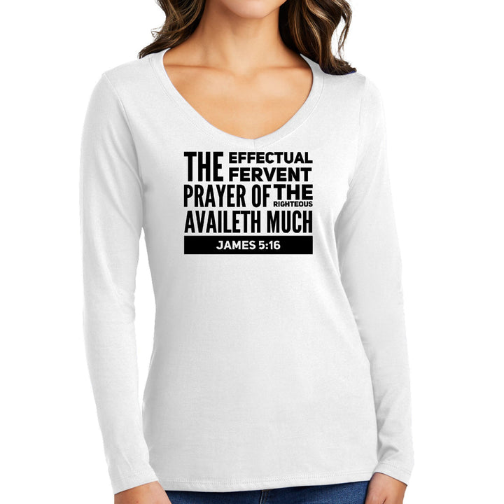 Womens Long Sleeve V-neck Graphic T-shirt - the Effectual Fervent - Womens