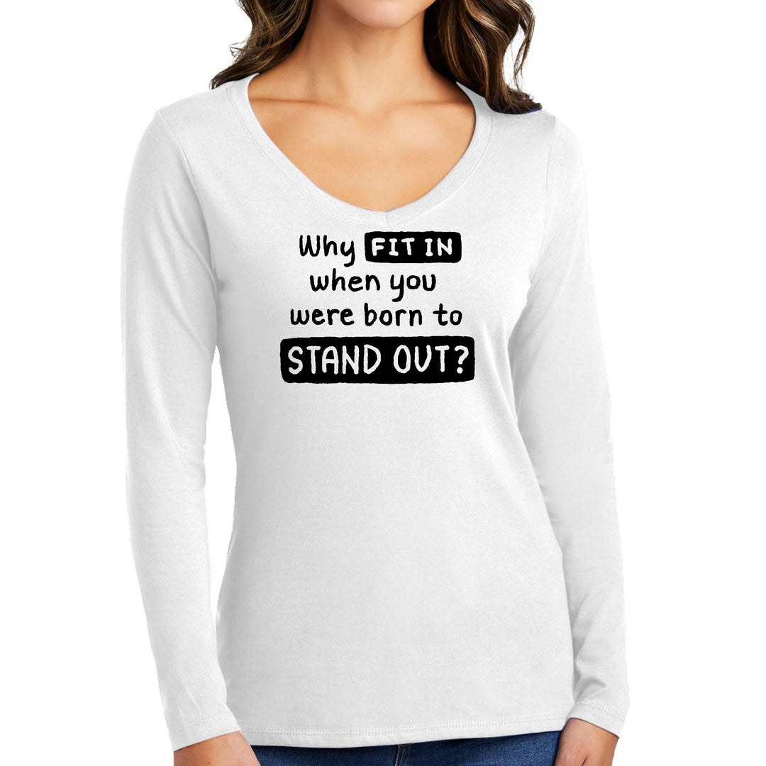 Womens Long Sleeve V-neck Graphic T-shirt why Fit - Womens | T-Shirts | Long