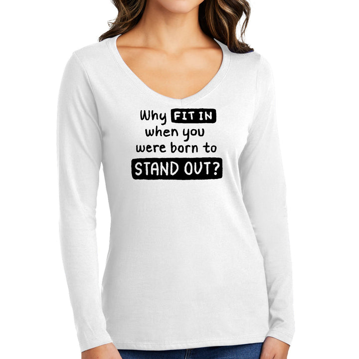 Womens Long Sleeve V-neck Graphic T-shirt why Fit - Womens | T-Shirts | Long