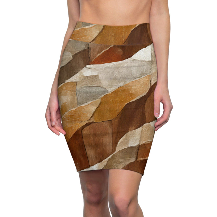 Womens Pencil Skirt Abstract Stone Pattern 6672 - Womens | Skirts