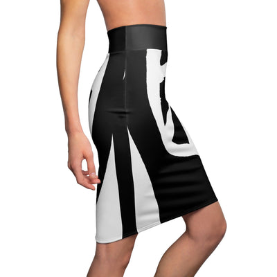 Womens Pencil Skirt Black And White Geometric Pattern - Womens | Skirts