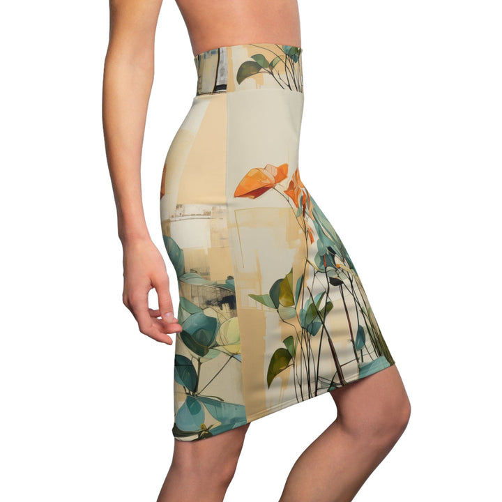 Womens Pencil Skirt Contemporary Botanical Earthy Rustic Plant Print - Womens