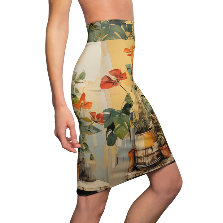 Womens Pencil Skirt Earthy Rustic Potted Plants - Womens | Skirts