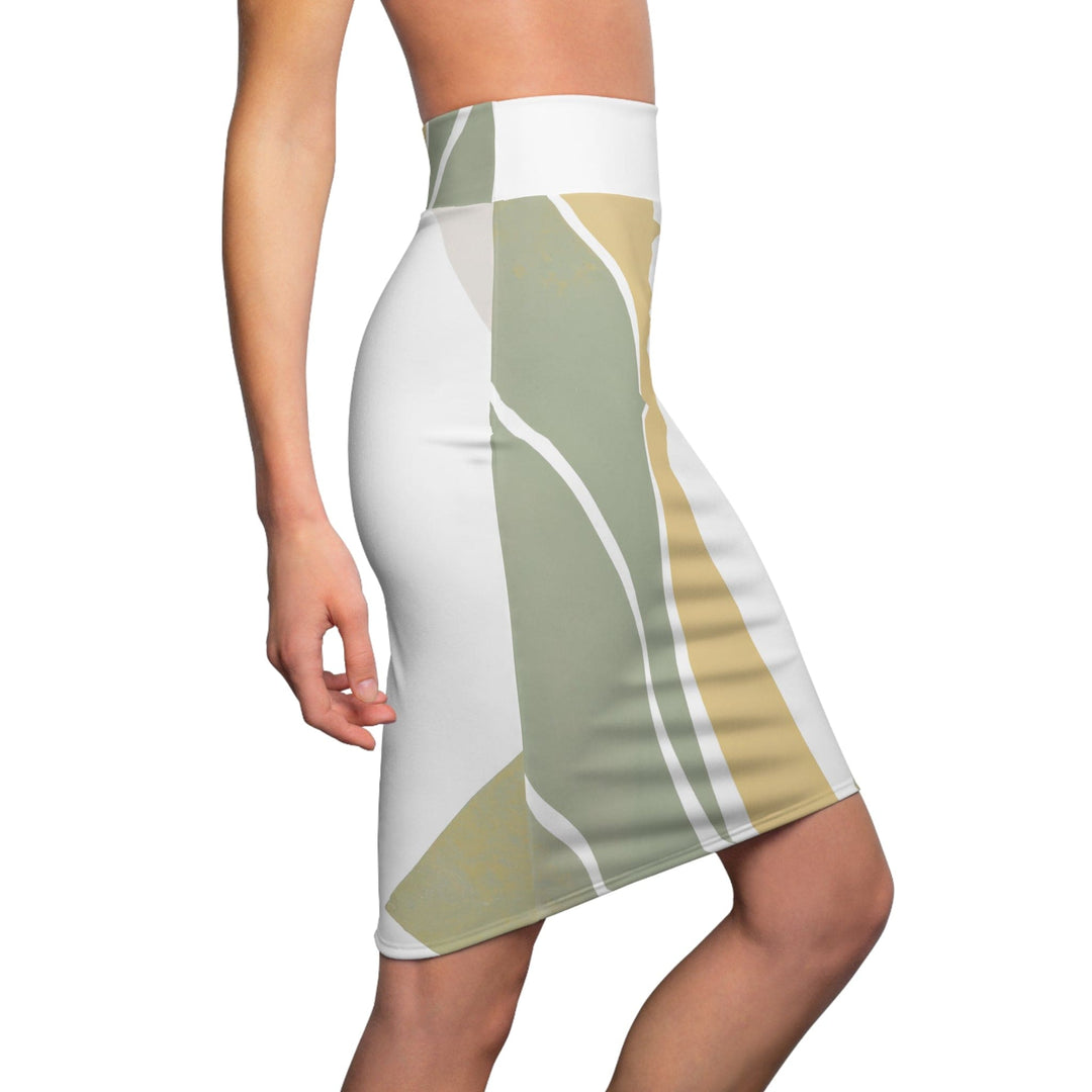 Womens Pencil Skirt Green Abstract Geometric Pattern - Womens | Skirts