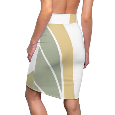 Womens Pencil Skirt Green Abstract Geometric Pattern - Skirts