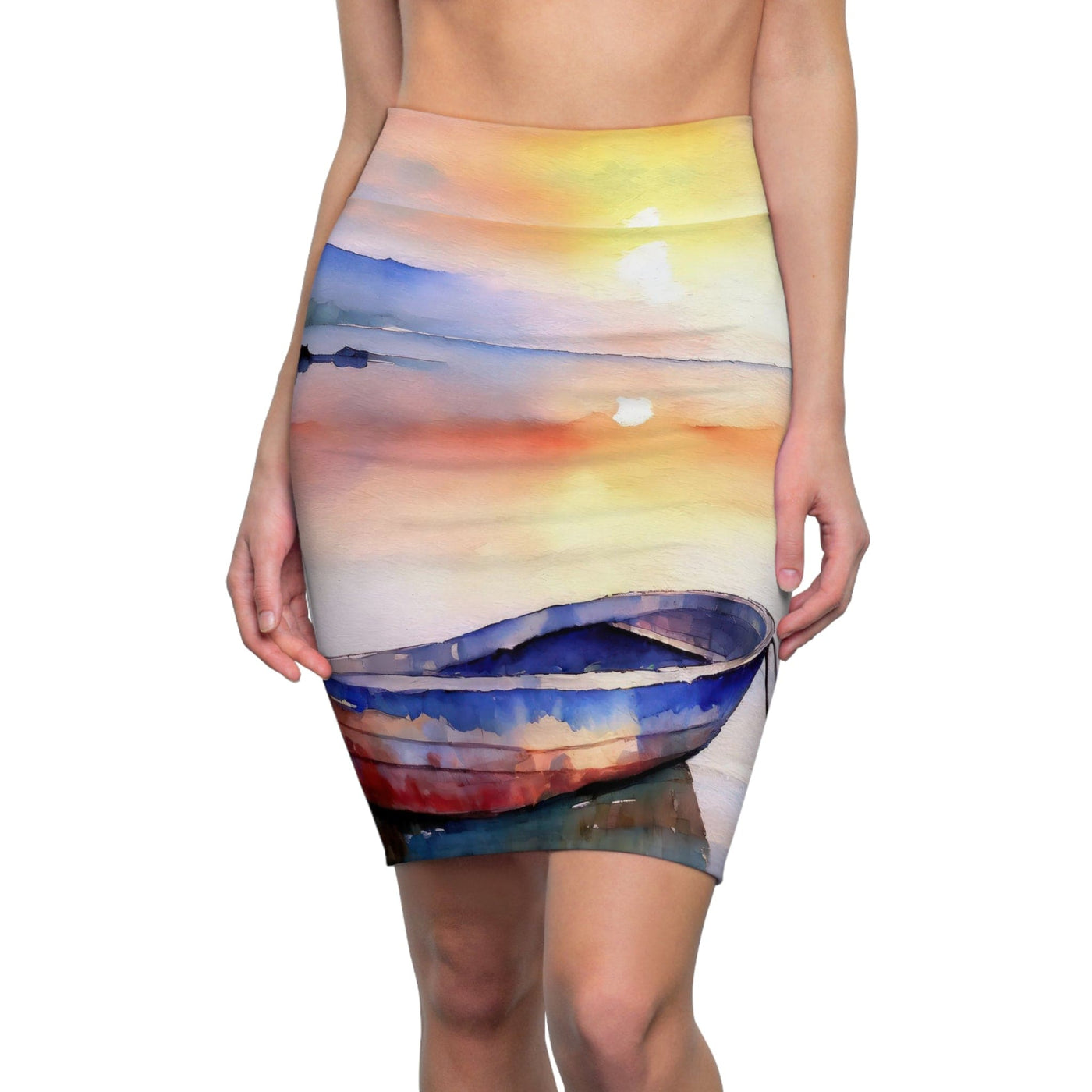 Womens Pencil Skirt Sunset By The Sea - Skirts