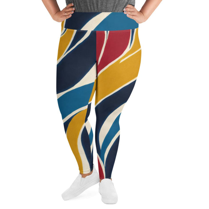 Womens Plus Size Fitness Leggings Abstract Multicolor Swirl Line