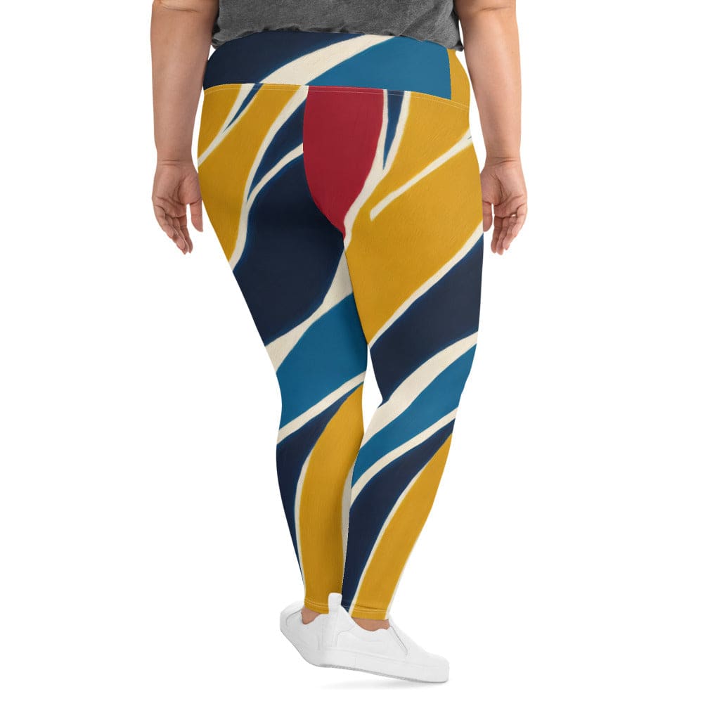 Womens Plus Size Fitness Leggings Abstract Multicolor Swirl Line