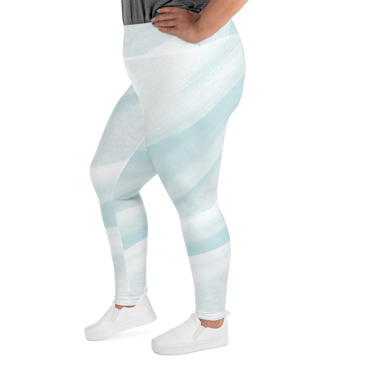 Womens Plus Size Fitness Leggings Pastel Blue Swirl - Womens | Leggings | Yoga