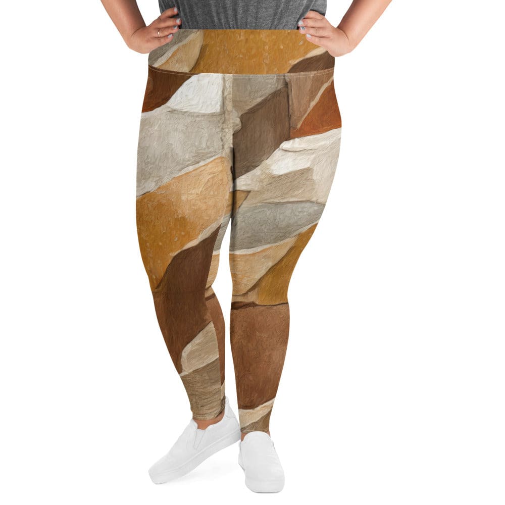 Womens Plus Size Fitness Leggings Abstract Stone Pattern 6672