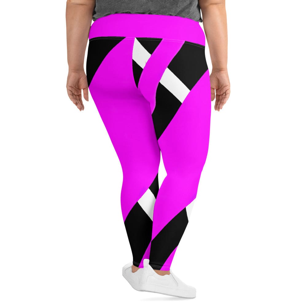 Womens Plus Size Fitness Leggings Black And Pink Pattern