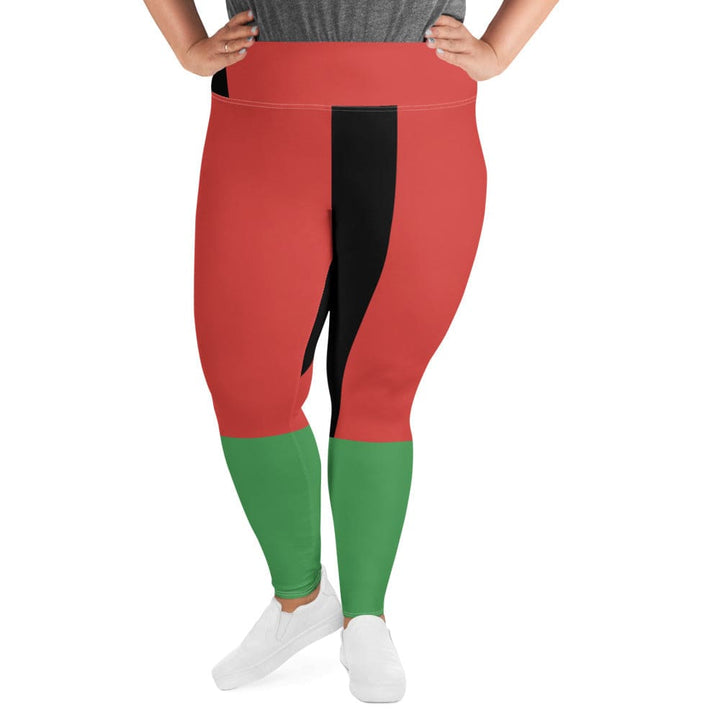 Womens Plus Size Fitness Leggings Black Red Green Stripped 4