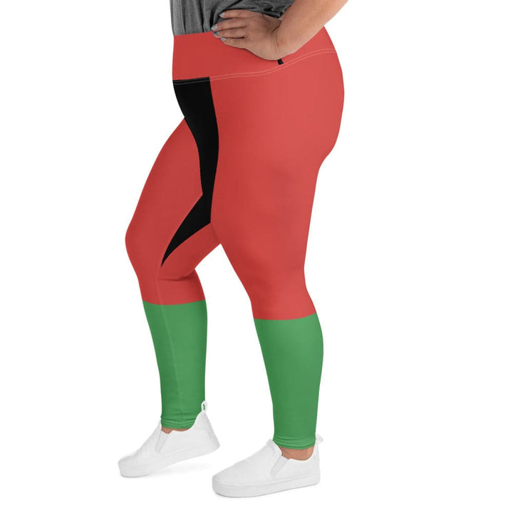 Womens Plus Size Fitness Leggings Black Red Green Stripped 4