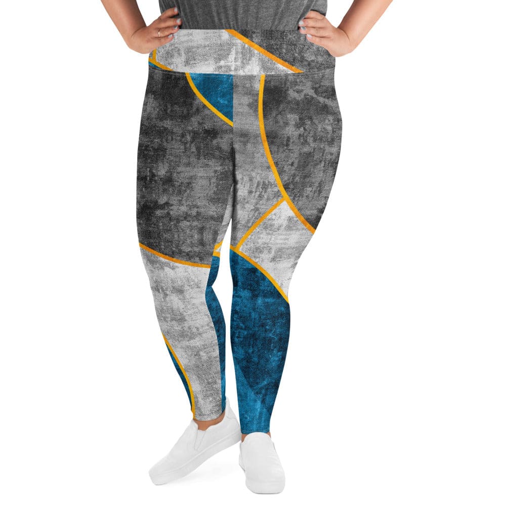 Womens Plus Size Fitness Leggings Blue Grey Design - Womens | Leggings | Yoga