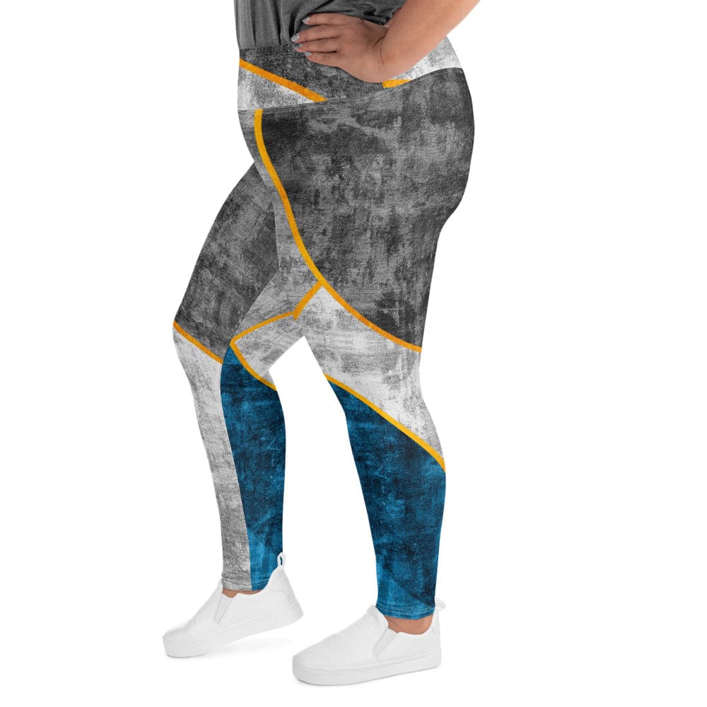 Womens Plus Size Fitness Leggings Blue Grey Design - Womens | Leggings | Yoga