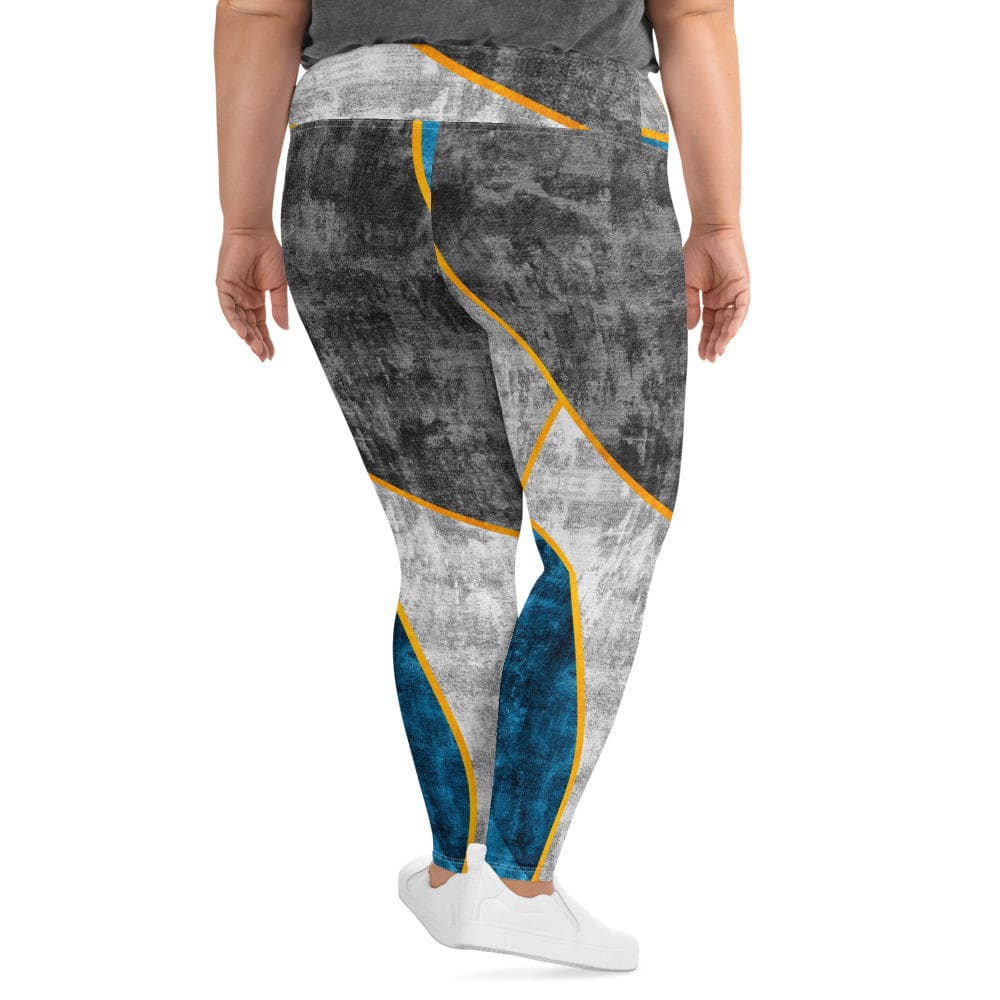 Womens Plus Size Fitness Leggings Blue Grey Design - Womens | Leggings | Yoga