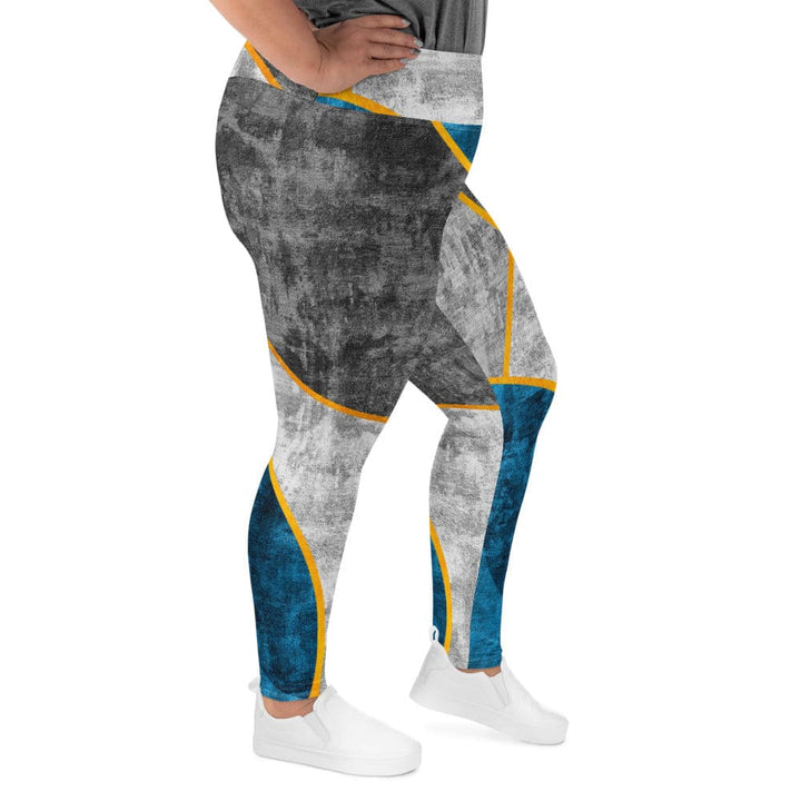 Womens Plus Size Fitness Leggings Blue Grey Design - Womens | Leggings | Yoga