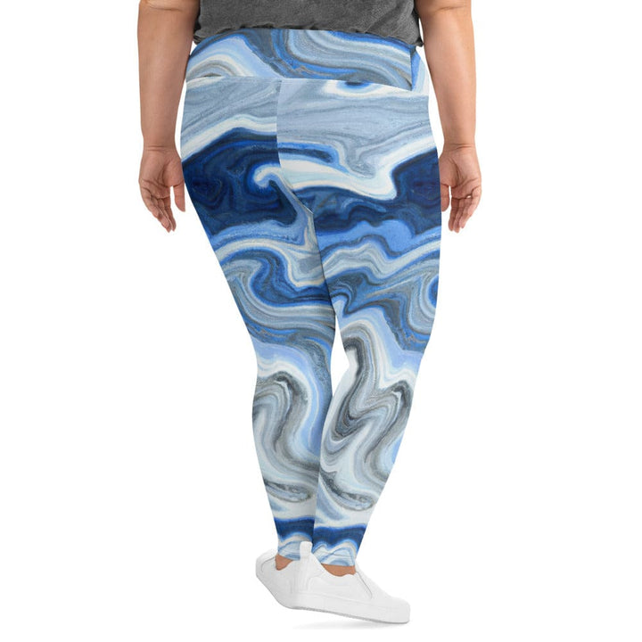 Womens Plus Size Fitness Leggings Blue Grey Marble Print - Womens | Leggings