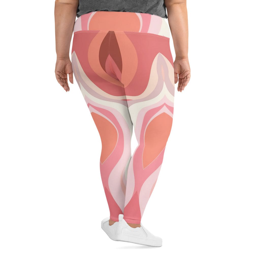 Womens Plus Size Fitness Leggings Boho Pink And White Contemporary
