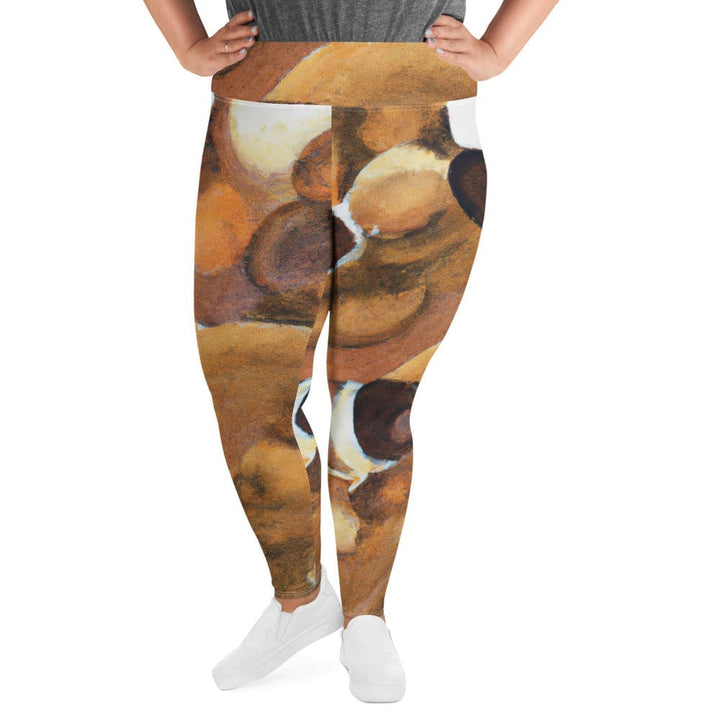 Womens Plus Size Fitness Leggings Brown White Stone Pattern - Womens | Leggings