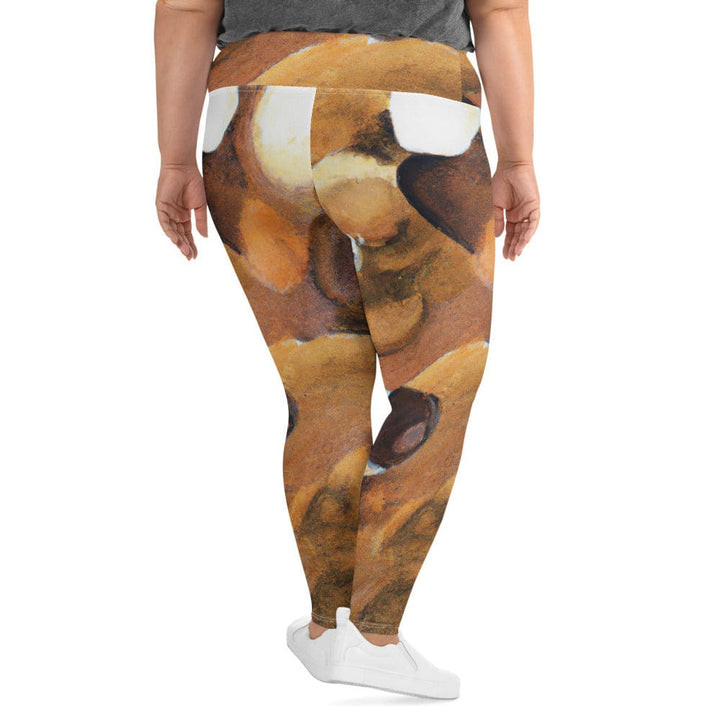 Womens Plus Size Fitness Leggings Brown White Stone Pattern - Womens | Leggings