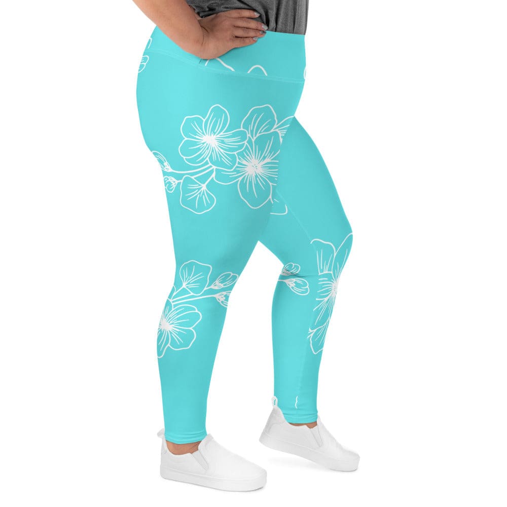 Womens Plus Size Fitness Leggings Floral Cyan Blue 7022523 - Womens | Leggings