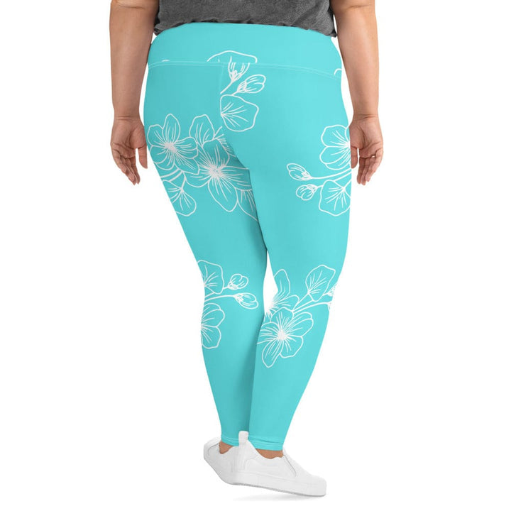 Womens Plus Size Fitness Leggings Floral Cyan Blue 7022523 - Womens | Leggings