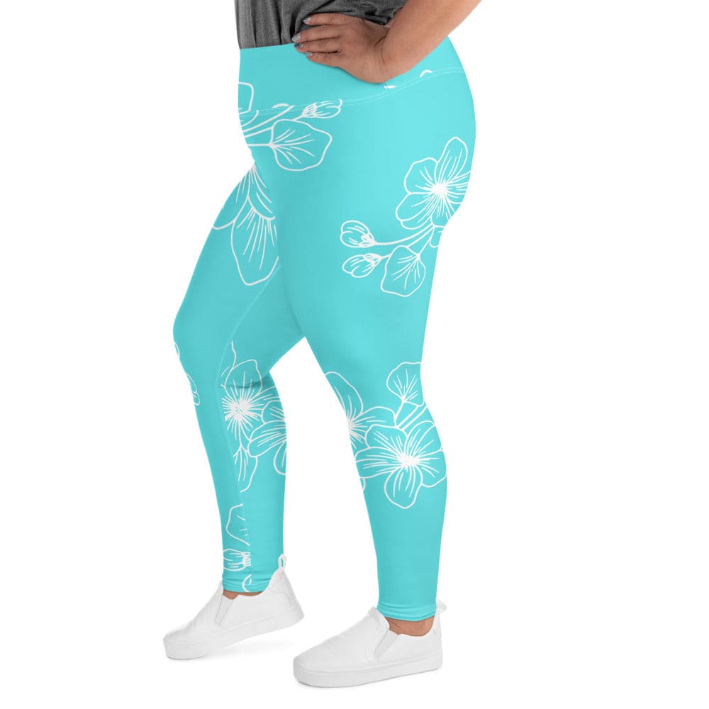 Womens Plus Size Fitness Leggings Floral Cyan Blue 7022523 - Womens | Leggings