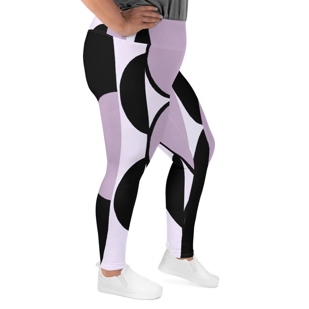 Womens Plus Size Fitness Leggings Geometric Lavender And Black 2