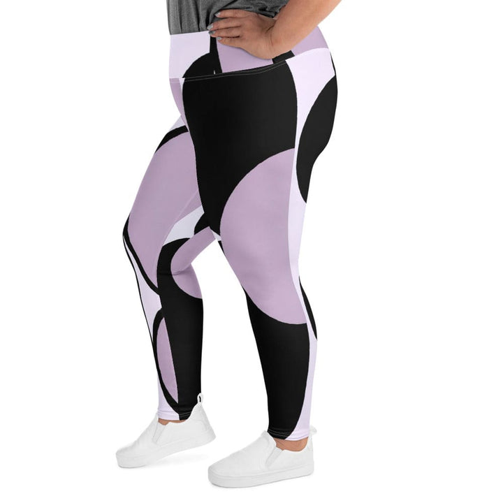 Womens Plus Size Fitness Leggings Geometric Lavender And Black 2