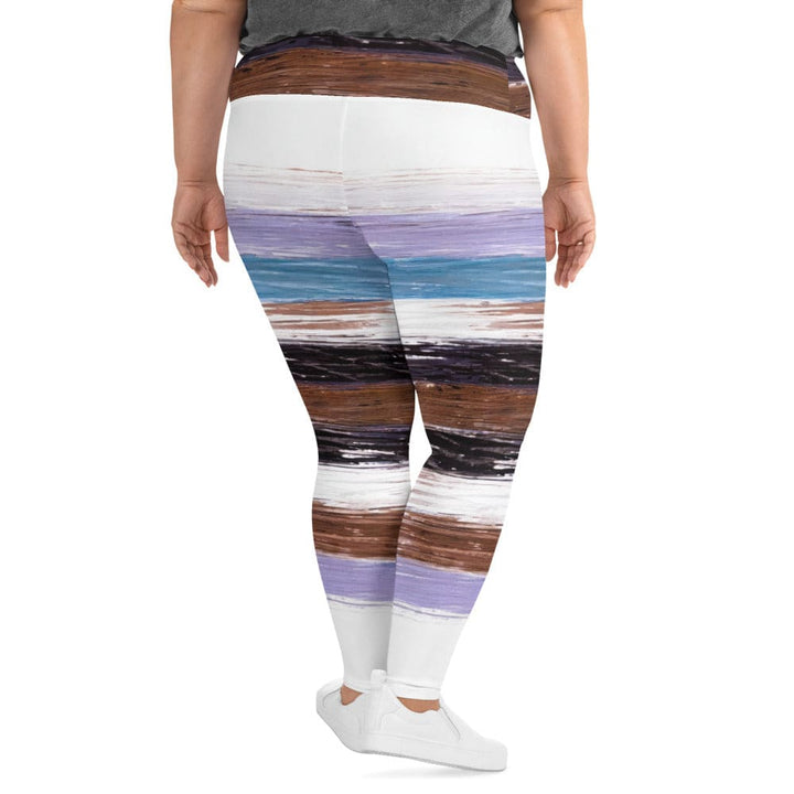 Womens Plus Size Fitness Leggings Lavender Black Brown Rustic Pattern - Womens