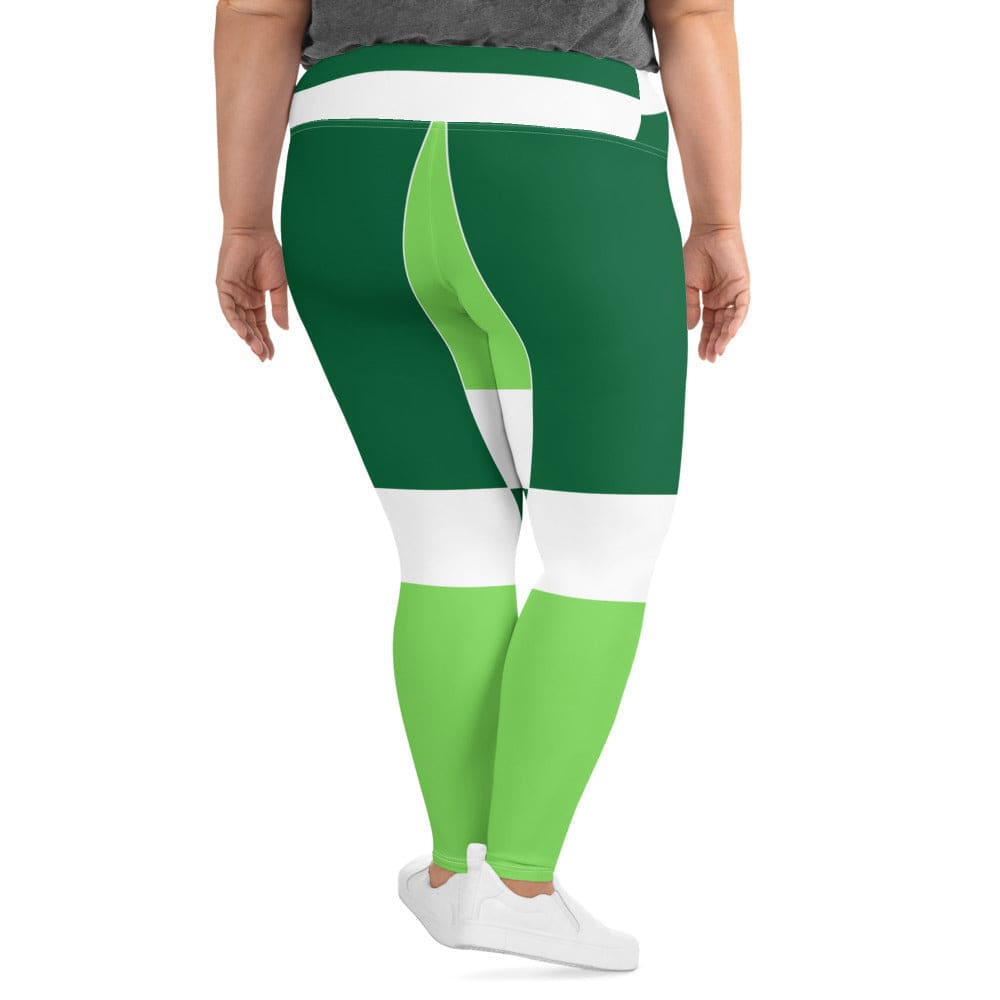 Womens Plus Size Fitness Leggings Lime Forest Irish Green Colorblock