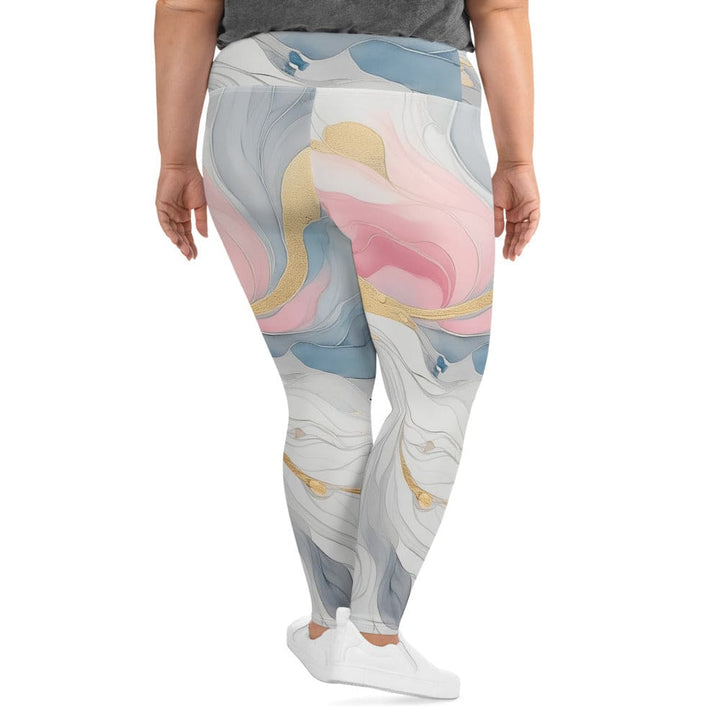 Womens Plus Size Fitness Leggings Marble Cloud of Grey Pink Blue 5522 - Womens