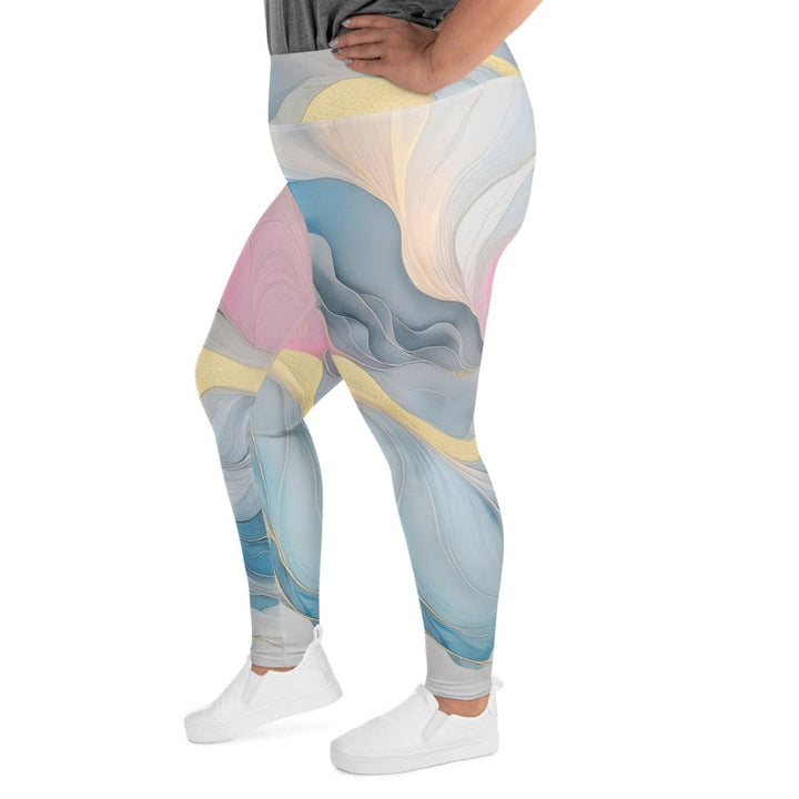 Womens Plus Size Fitness Leggings Marble Cloud Of Grey Pink Blue