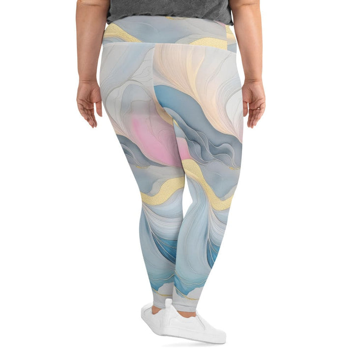Womens Plus Size Fitness Leggings Marble Cloud Of Grey Pink Blue