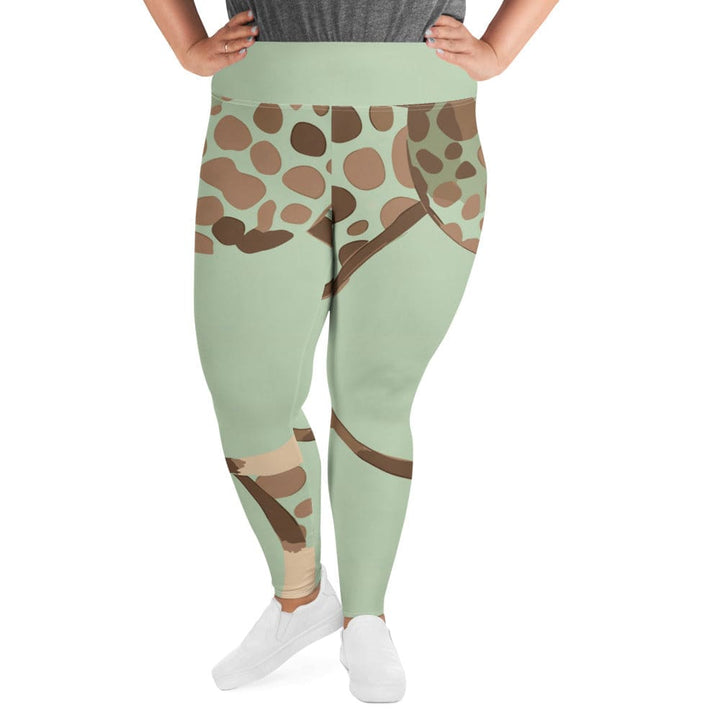 Womens Plus Size Fitness Leggings Green Beige Spotted Print - Womens | Leggings