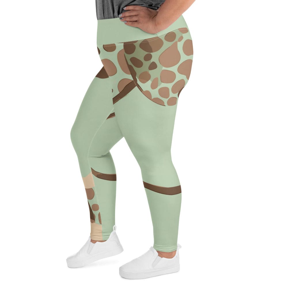 Womens Plus Size Fitness Leggings Green Beige Spotted Print - Womens | Leggings