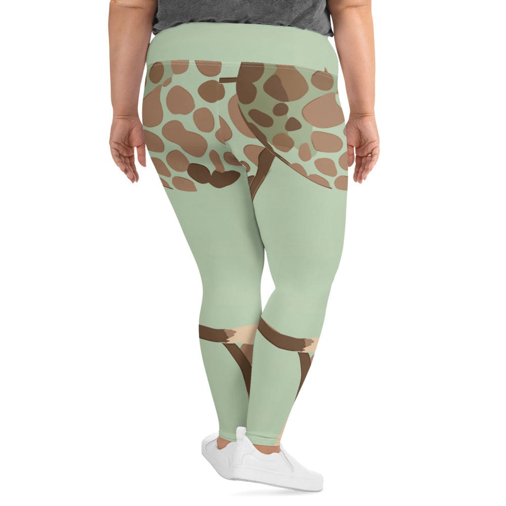 Womens Plus Size Fitness Leggings Green Beige Spotted Print - Womens | Leggings