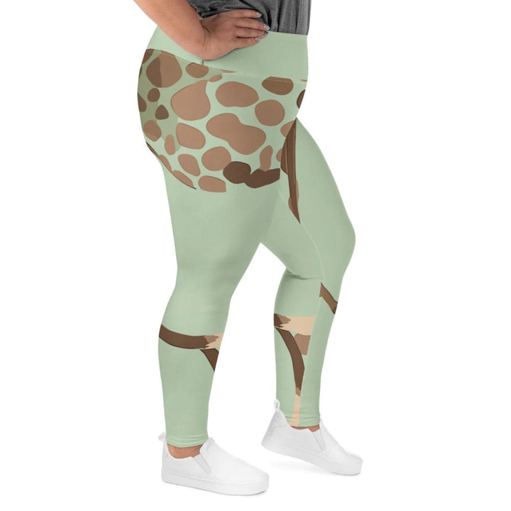 Womens Plus Size Fitness Leggings Green Beige Spotted Print - Womens | Leggings