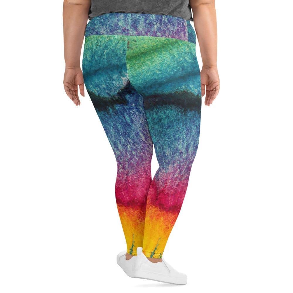 Womens Plus Size Fitness Leggings Multicolor Abstract Pattern 2