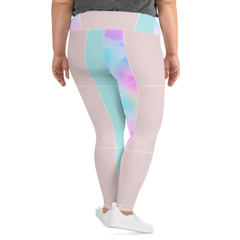 Womens Plus Size Fitness Leggings Pastel Colorblock Watercolor