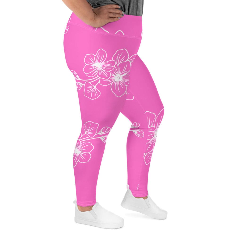 Womens Plus Size Fitness Leggings Pink Floral 7022623