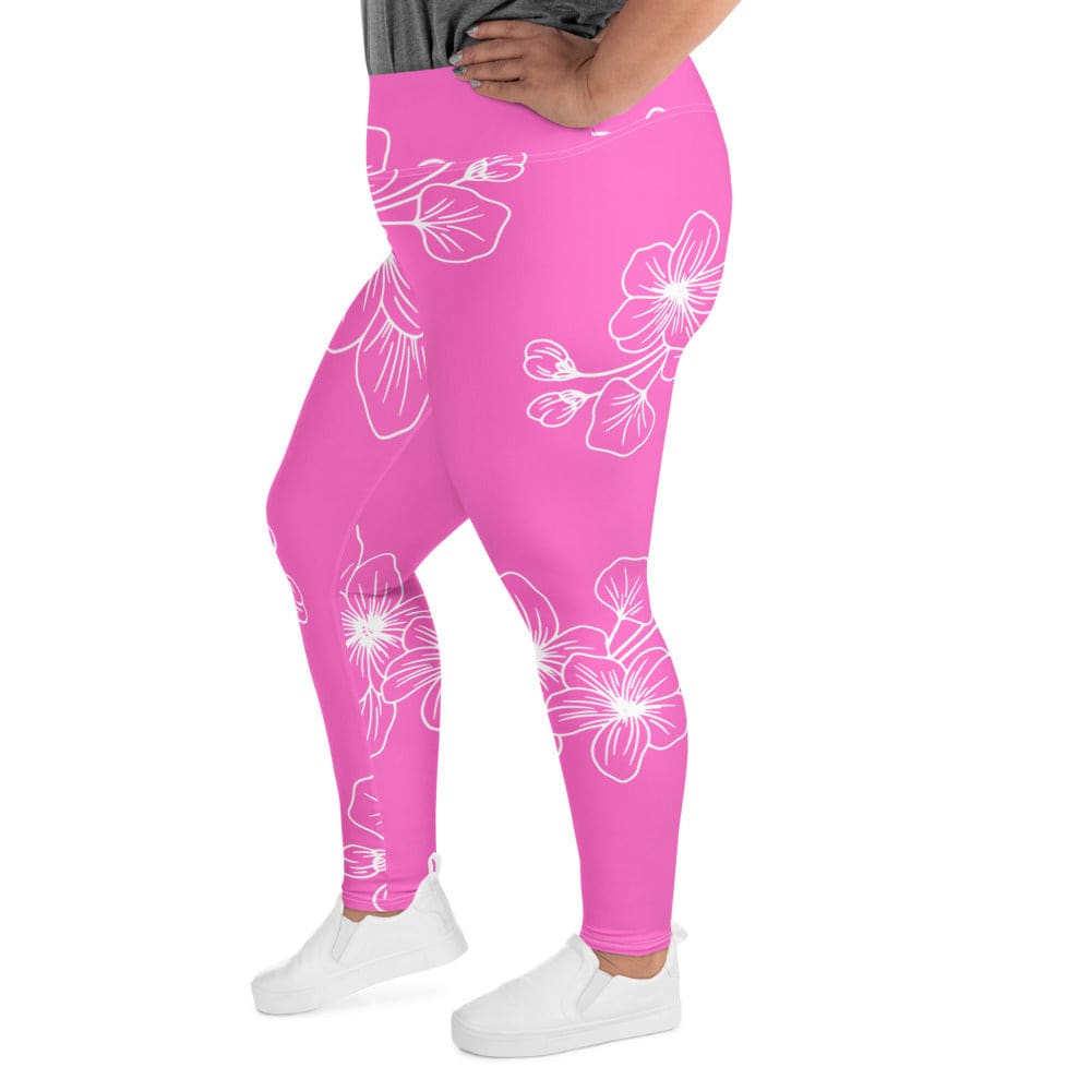 Womens Plus Size Fitness Leggings Pink Floral 7022623